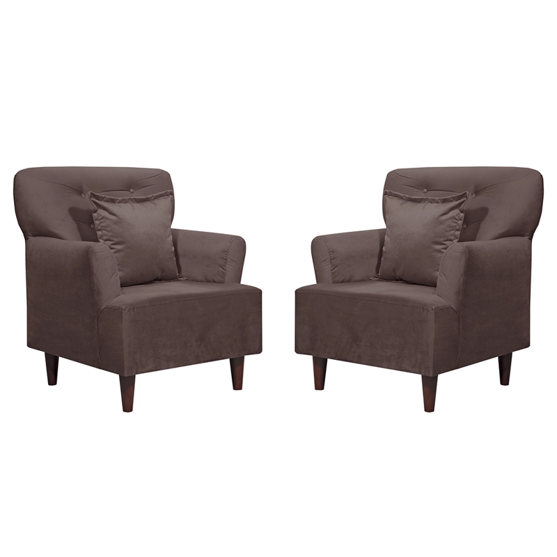SET  2 POLTRONAS YORK  1C FELPA  CHOCOLATE 55X75X92 - 1