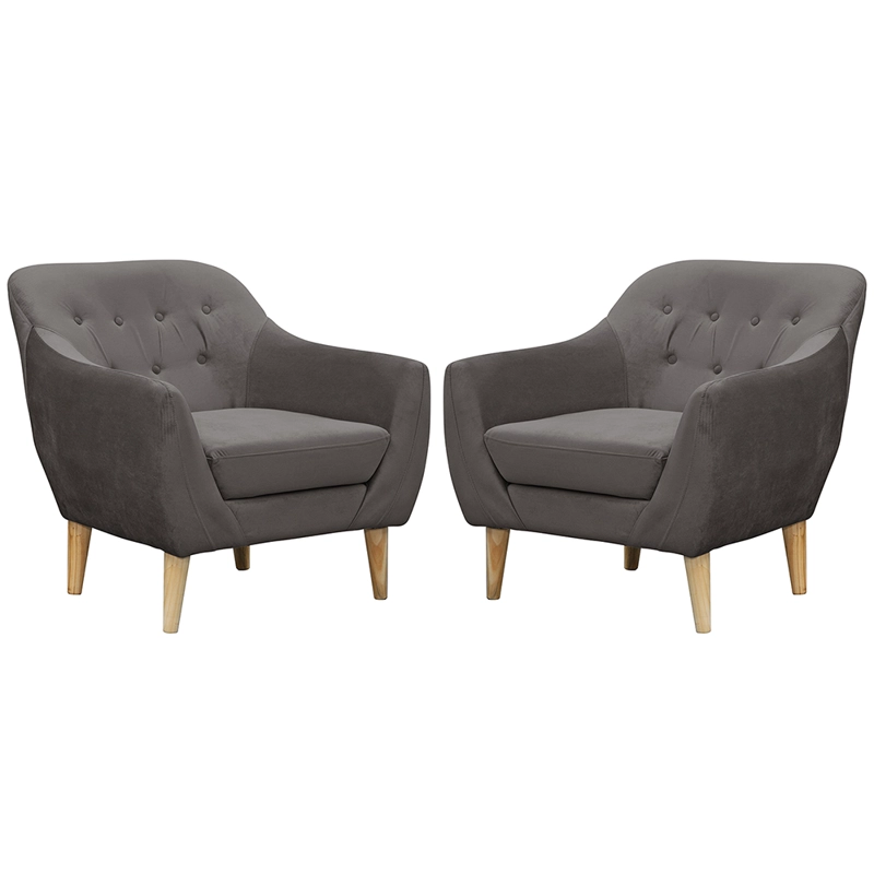 SET 2 POLTRONAS NORWAY  FELPA  GRIS OSCURO  87X90 X85 - 1