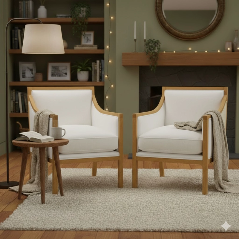 JUEGO DE LIVING DANTE 311 BLANCO SOFA RESORTES Y SILLONES TIPO SITIAL - 2