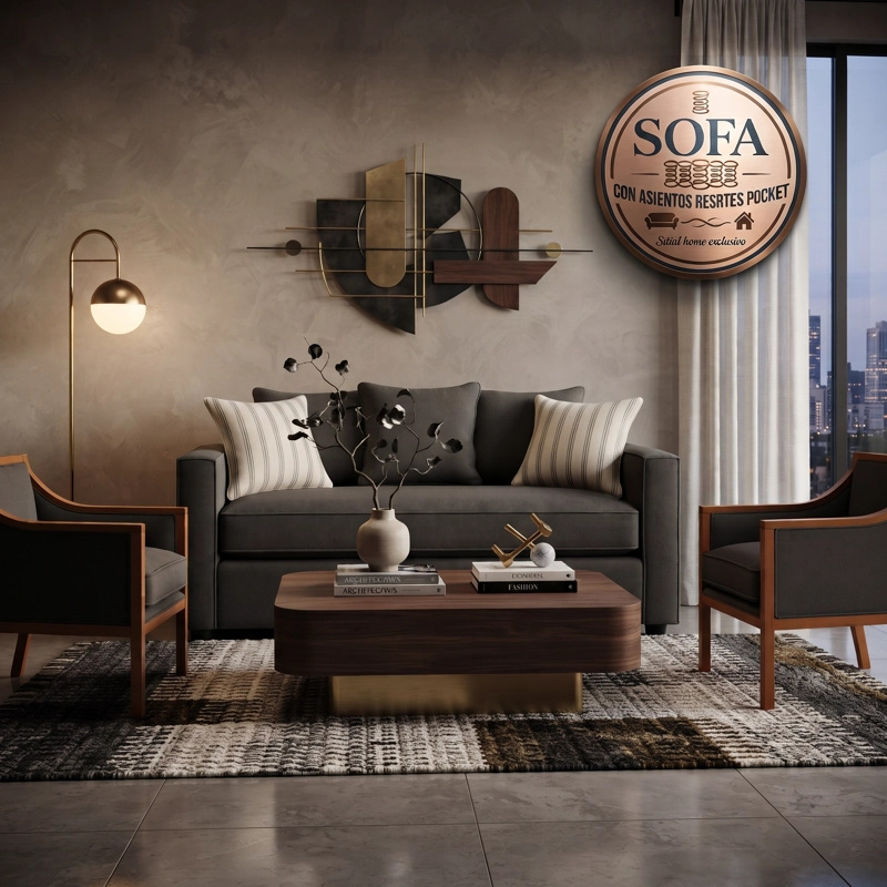 JUEGO DE LIVING DANTE 311 MARENGO SOFA RESORTES Y SILLONES TIPO SITIAL - 1