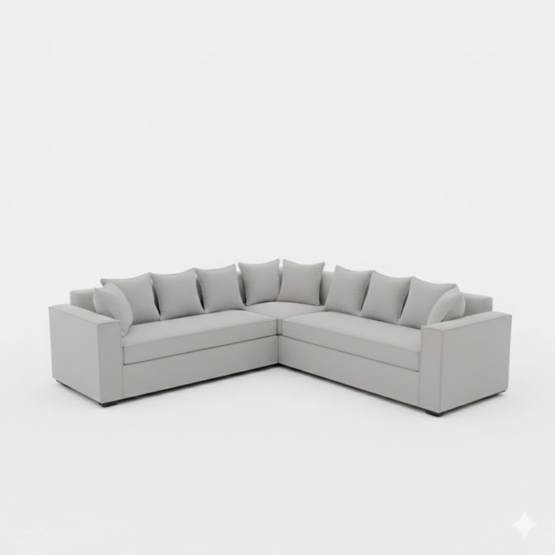 SOFA SECCIONAL CON RESORTES DANTE GRIS CLARO PARA LIVING FULL CONFORT - 3