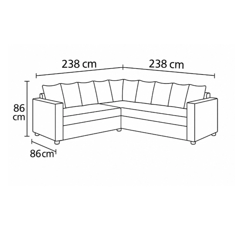 SOFA SECCIONAL CON RESORTES DANTE GRIS CLARO PARA LIVING FULL CONFORT - 4