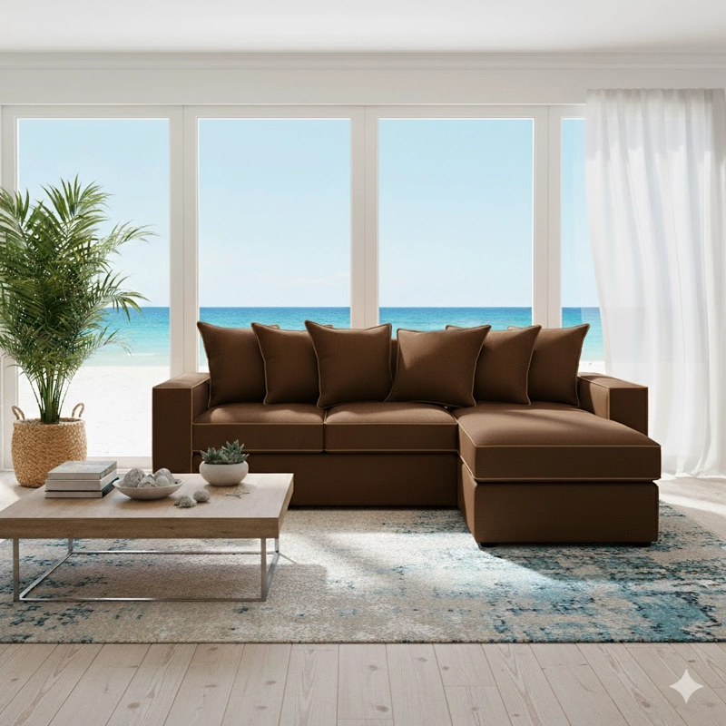 SOFA SECCIONAL INTERCAMBIABLE CON RESORTES DANTE CAFE PARA LIVING FULL CONFORT - 2