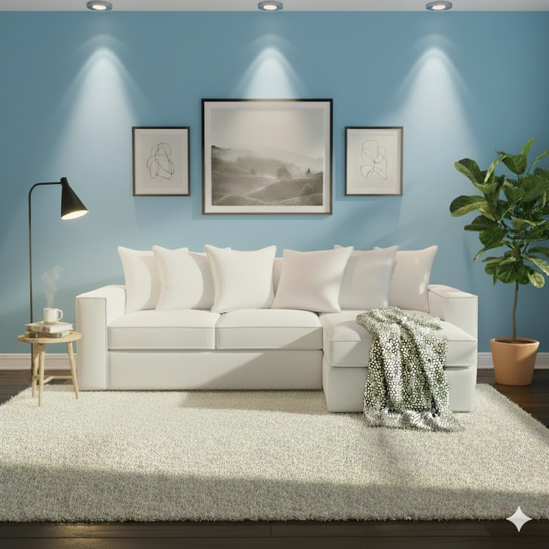 SOFA SECCIONAL INTERCAMBIABLE CON RESORTES DANTE BLANCO HUESO PARA LIVING FULL CONFORT - 2