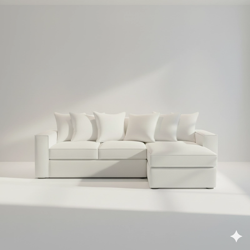 SOFA SECCIONAL INTERCAMBIABLE CON RESORTES DANTE BLANCO HUESO PARA LIVING FULL CONFORT - 3