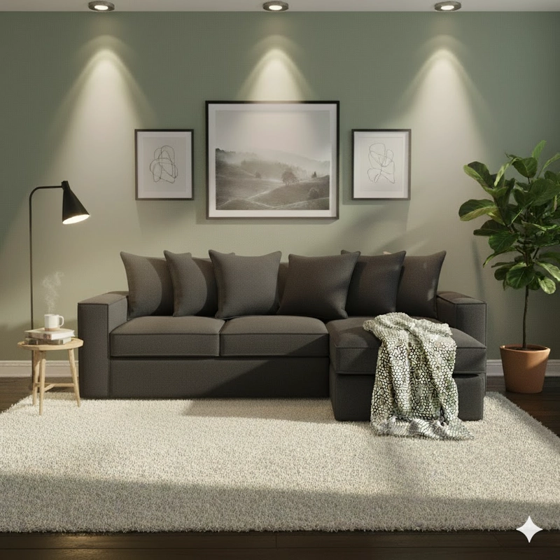 SOFA SECCIONAL INTERCAMBIABLE  DANTE GRIS MARENGO CON RESORTES PARA LIVING FULL CONFORT - 2