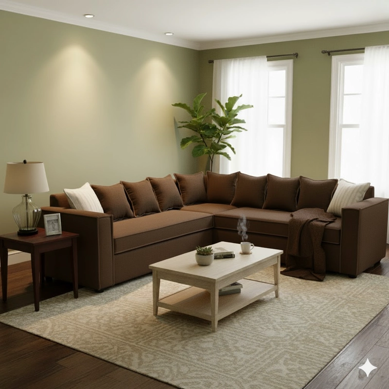 SECCIONAL EMILIA CAFE 6 CUERPOS CON RESORTES FULL COMFORT PLUS - 2
