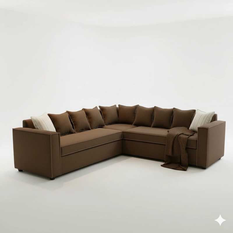 SECCIONAL EMILIA CAFE 6 CUERPOS CON RESORTES FULL COMFORT PLUS - 4