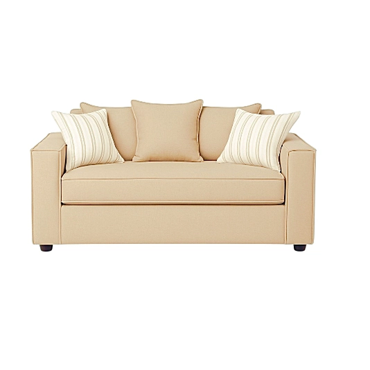 LIVING 311 BACO BEIGE CLARO  SOFA 3 CUERPOS RESORTES FULL COMFORT PLUS + 2 SITIALES MADERA - 5