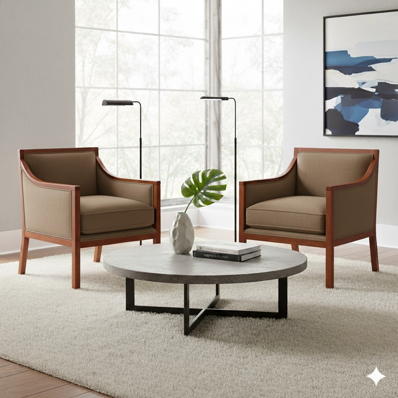 LIVING 311 BACO CAFE SOFA 3 CUERPOS RESORTES FULL COMFORT PLUS + 2 SITIALES MADERA - 2