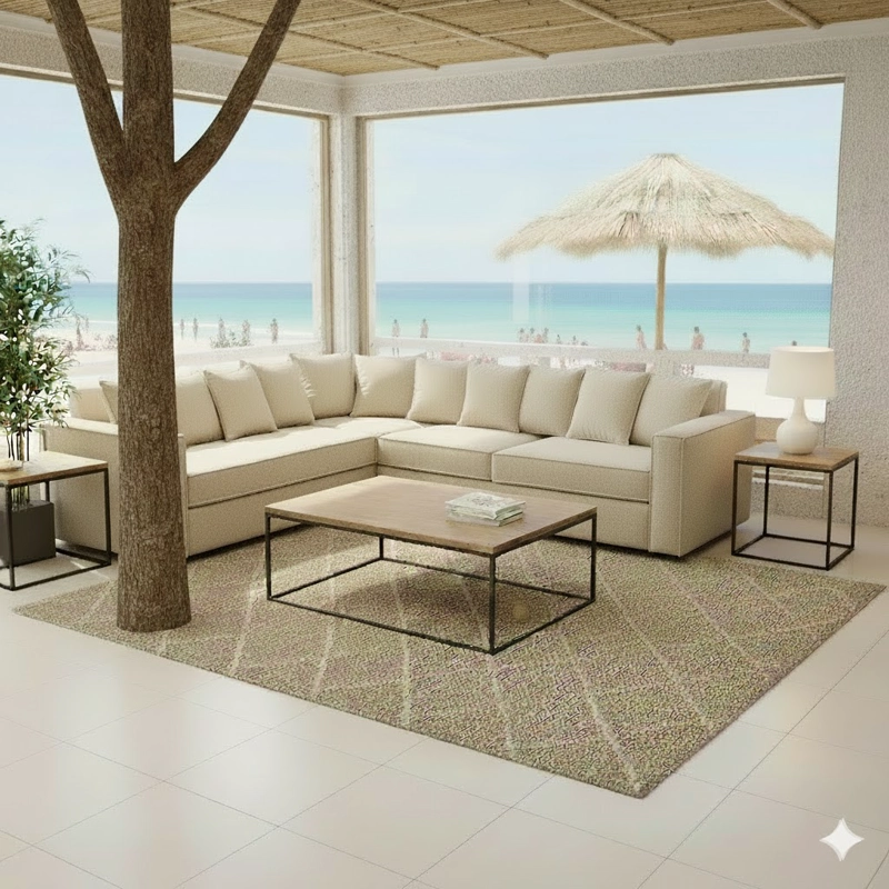 SECCIONAL BACO BEIGE  CLARO 6 CUERPOS CON RESORTES FULL COMFORT PLUS - 2