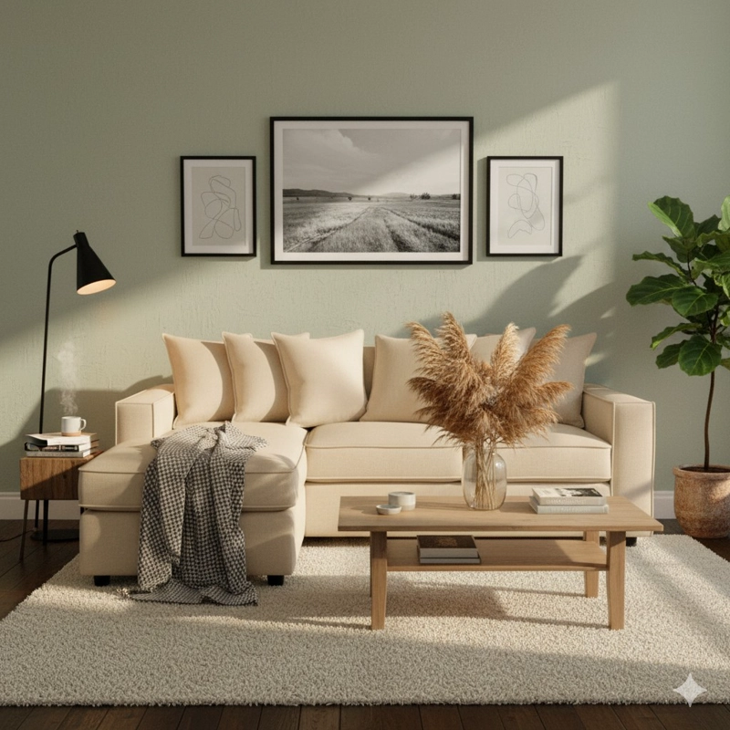 SECCIONAL BACO INTERCAMBIABLE  BEIGE CLARO CON RESORTES FULL COMFORT PLUS - 2