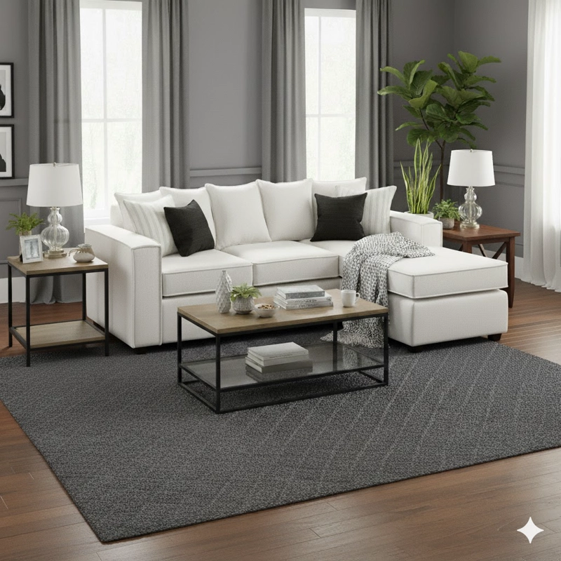 SECCIONAL BACO INTERCAMBIABLE BLANCO HUESO CON RESORTES FULL COMFORT PLUS - 2
