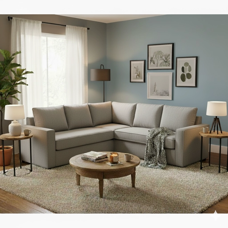 SECCIONAL MATILDA GRIS CLARO  6 CUERPOS CON RESORTES FULL COMFORT PLUS - 2
