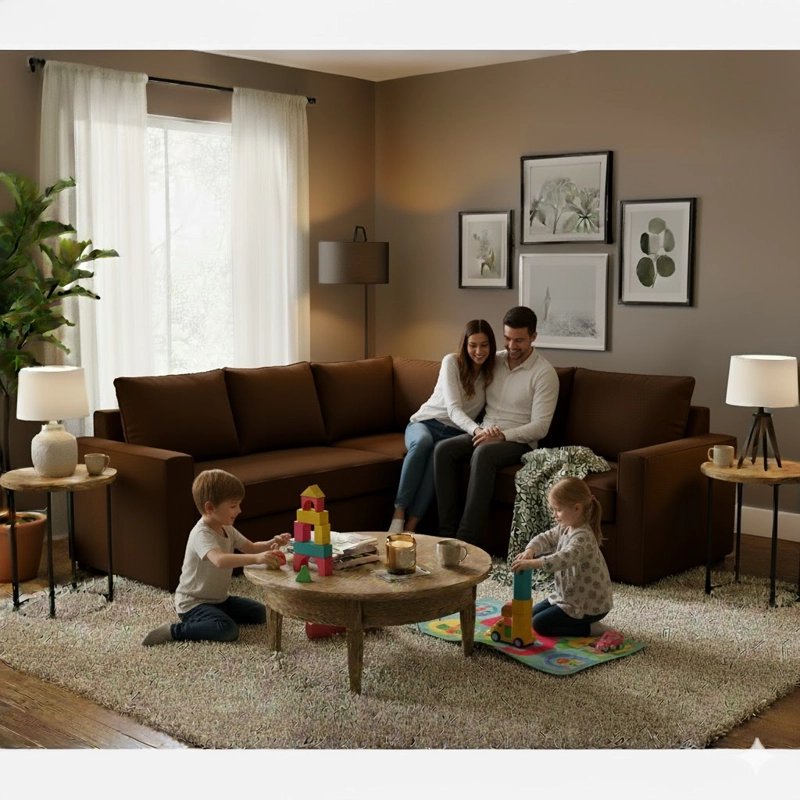 SECCIONAL MATILDA CAFE 6 CUERPOS CON RESORTES FULL COMFORT PLUS - 1
