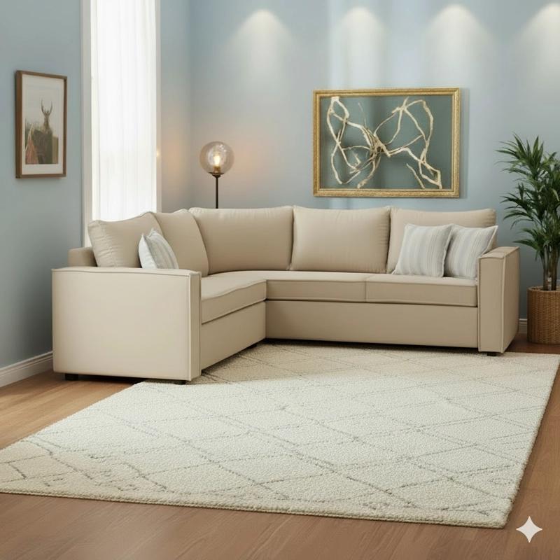 LIVING 311 MATILDA 311 BEIGE CLARO SECCIONAL 6 CUERPOS RESORTES FULL COMFORT  + 2 POLTRONAS - 5