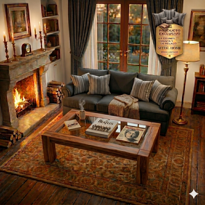 LIVING 311 ANTONIA GRAFITO SOFA 3 CUERPOS RESORTES FULL COMFORT PLUS + 2 SITIALES MADERA - 2