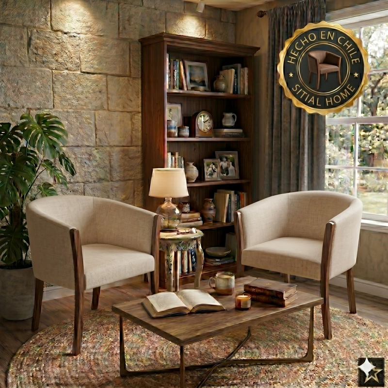 LIVING 311 KABUL BEIGE CLARO SOFA 3 CUERPOS + 2 SITIALES MADERA - 3