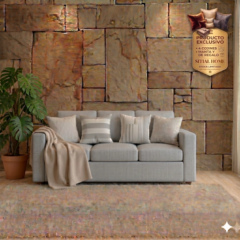 LIVING 311 KABUL GRIS CLARO SOFA 3 CUERPOS + 2 SITIALES MADERA - 2