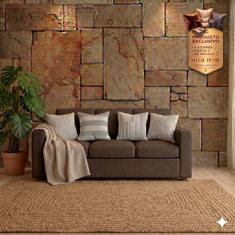 LIVING 311 KABUL CAFE SOFA 3 CUERPOS + 2 SITIALES MADERA - 2