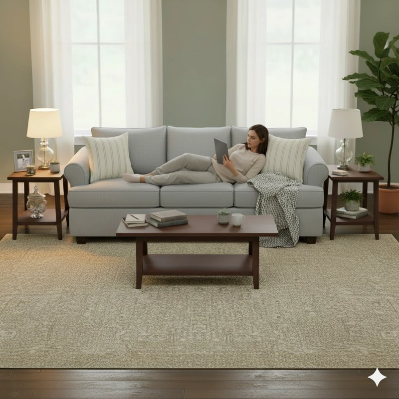 LIVING 311 PASTORA GRIS  CLARO SOFA 3 CUERPOS RESORTES + 2 SITIALES - 2