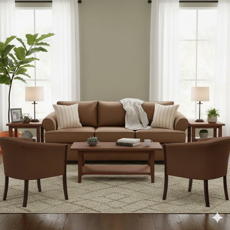 LIVING 311 PASTORA CAFE SOFA 3 CUERPOS RESORTES + 2 SITIALES - 2