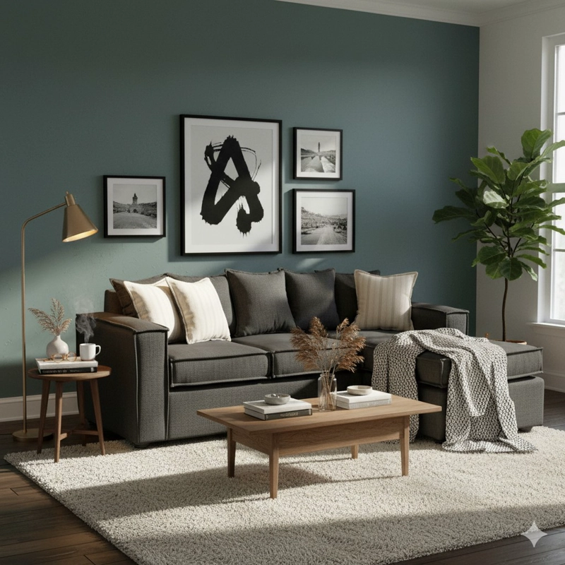 LIVING 311 HAVANA MARENGO  SECCIONAL CON RESORTES + 2 SITIALES MADERA - 2
