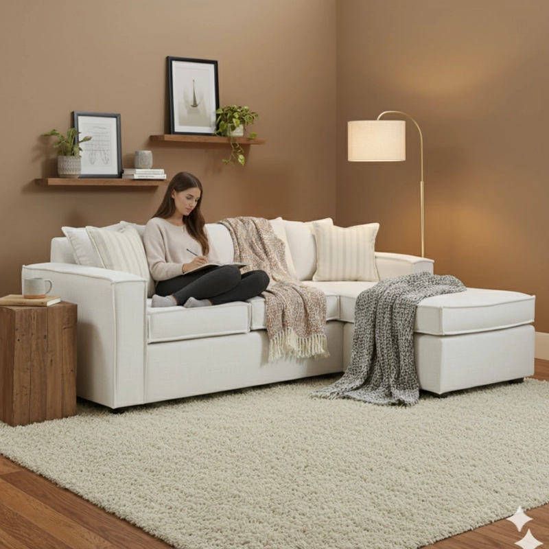 LIVING 311 LEHMANN BLANCO SECCIONAL + 2 POLTRONAS CON RESORTE FULL COMFORT PLUS - 3