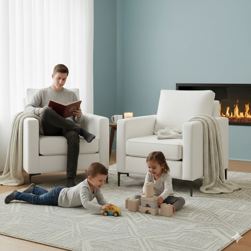 LIVING 311 LEHMANN BLANCO SECCIONAL + 2 POLTRONAS CON RESORTE FULL COMFORT PLUS - 4