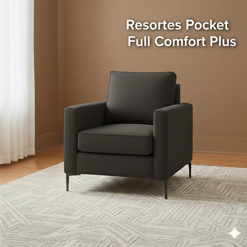 LIVING 311 LEHMANN GRAFITO  SECCIONAL + 2 POLTRONAS CON RESORTE FULL COMFORT PLUS - 4
