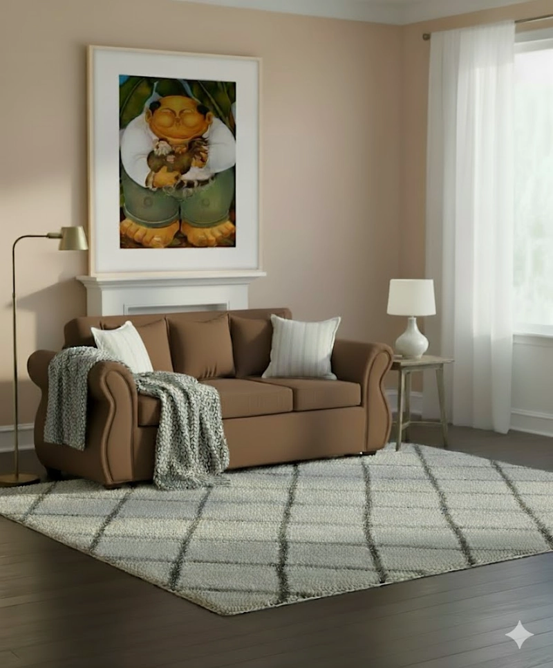 LIVING 311 FACUNDO CAFE SOFA3 CUERPOS + 2 SITIALES DE MADERA TAPIZADOS - 4