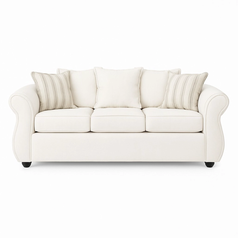 LIVING 311 FACUNDO BLANCO SOFA3 CUERPOS + 2 SITIALES DE MADERA TAPIZADOS - 5