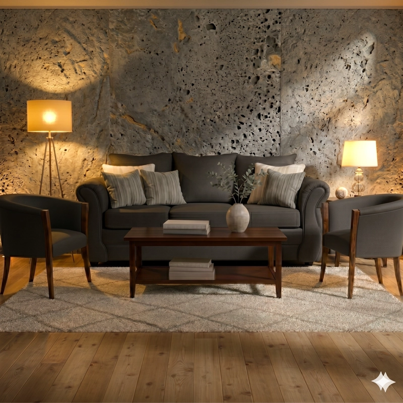 LIVING 311 FACUNDO MARENGO SOFA3 CUERPOS + 2 SITIALES DE MADERA TAPIZADOS - 2