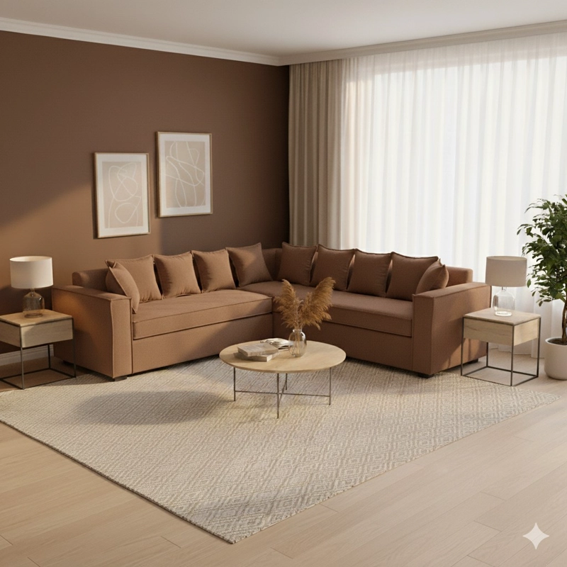LIVING 311 ROMEO CAFE SECCIONAL 6 CUERPOS + 2 POLTRONAS RESORTES FULL COMFORT PLUS - 2