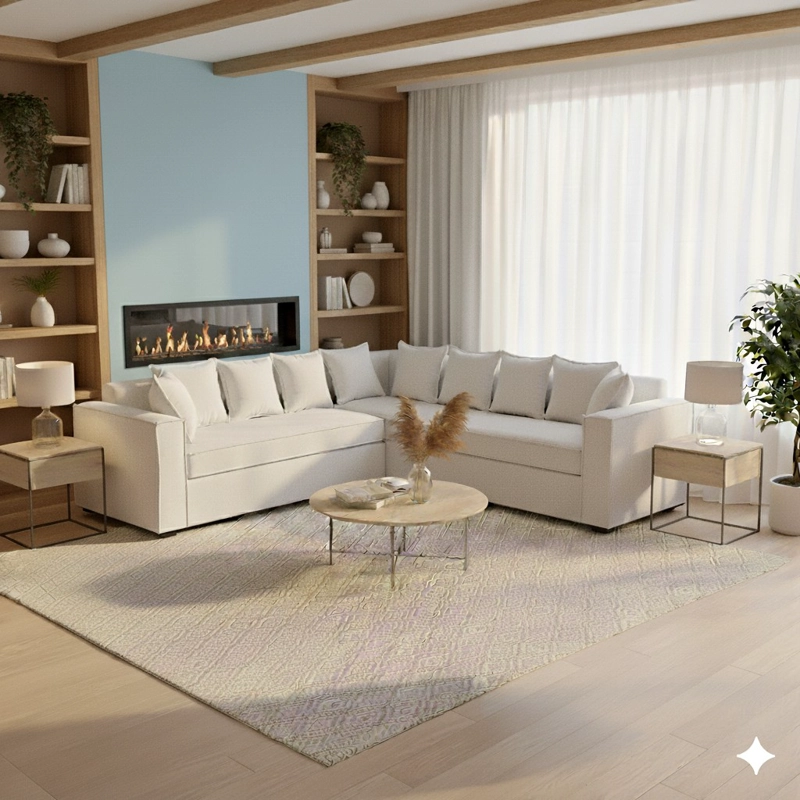 LIVING 311 ROMEO BLANCO SECCIONAL 6 CUERPOS + 2 POLTRONAS RESORTES FULL COMFORT PLUS - 3