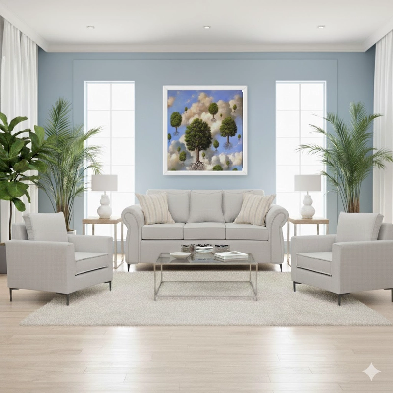 LIVING 311 SULLIVAN GRIS CLARO SOFA 3 CUERPOS + 2 POLTRONAS RESORTE POCKET FULL CONFORT - 2