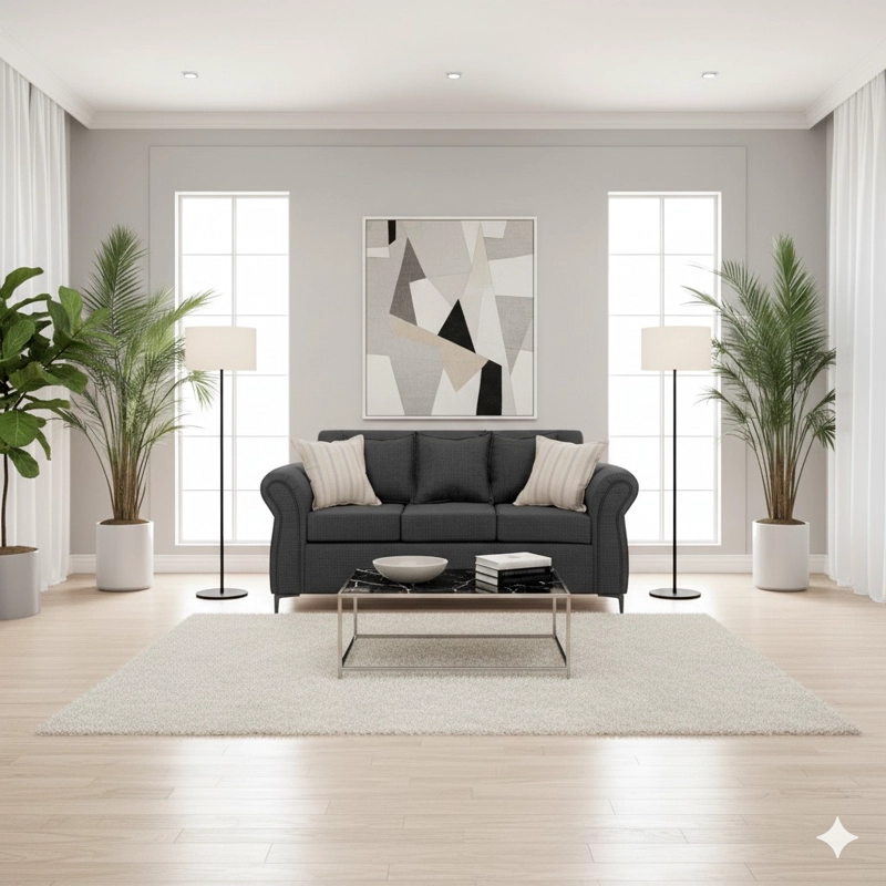 LIVING 311 SULLIVAN GRAFITO SOFA 3 CUERPOS + 2 POLTRONAS RESORTE POCKET FULL CONFORT - 2
