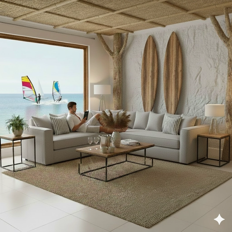 LIVING 311 METROPOLITAN GRIS CLARO SECCIONAL RESORTES + 2 SITIALES - 1