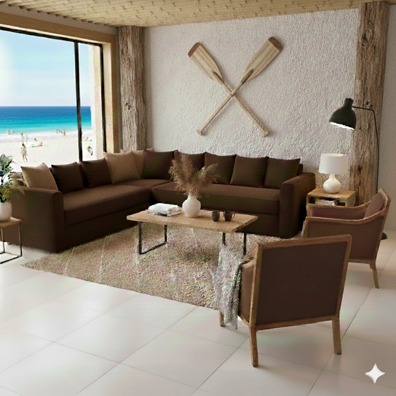 LIVING  311 METROPOLITAN CAFE SECCIONAL  RESORTES + 2 SITIALES - 2