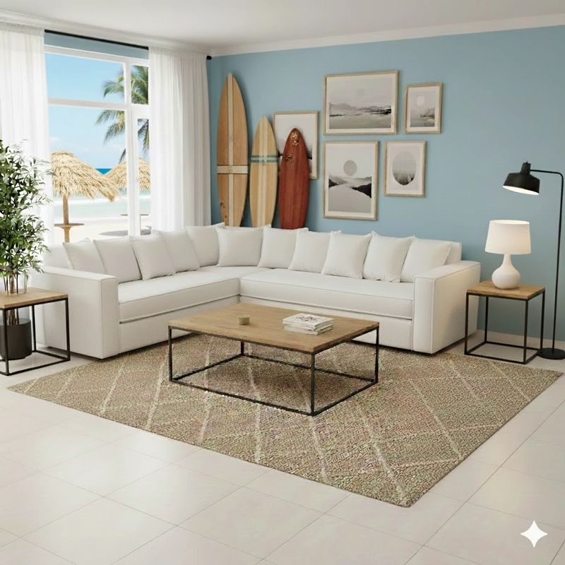 LIVING 311 METROPOLITAN BLANCO SECCIONAL RESORTES + 2 SITIALES - 4