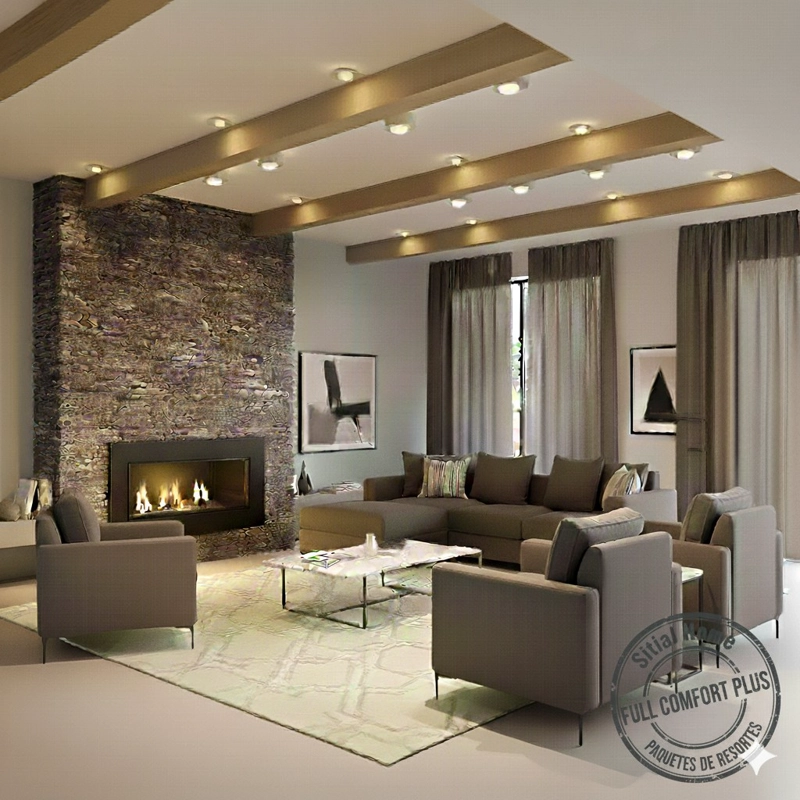 LIVING 311 CON RESORTES EMIRATO MARENGO SECCIONAL INTERCAMBIABLE + 3 POLTRONAS - 3