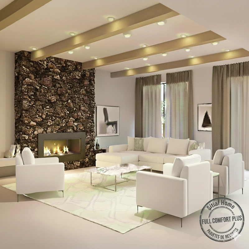 LIVING 311 EMIRATOS BLANCO SECCIONAL + 3 POLTRONAS RESORTES - 2