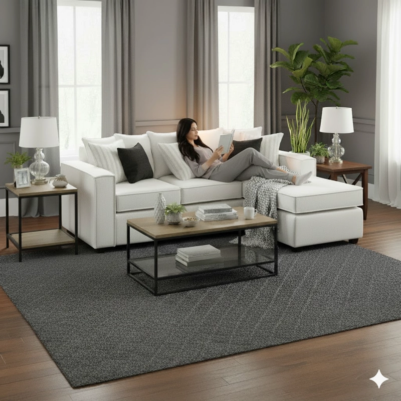 LIVING 311 EMIRATOS BLANCO SECCIONAL + 3 POLTRONAS RESORTES - 3