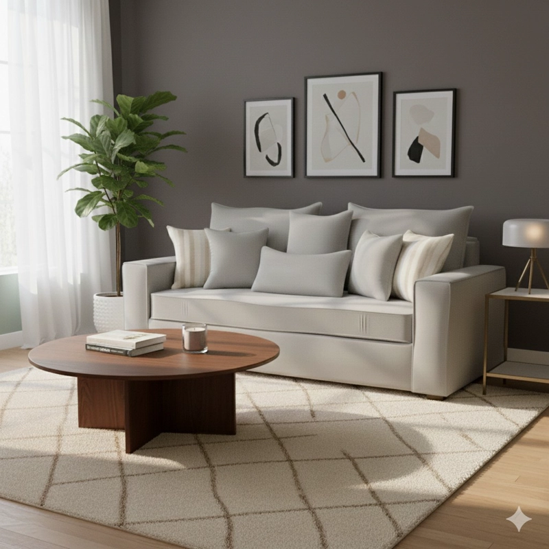 SOFA 3 CUERPOS CON RESORTES FULL COMFORT PLUS AGUSTINA GRIS CLARO - 2