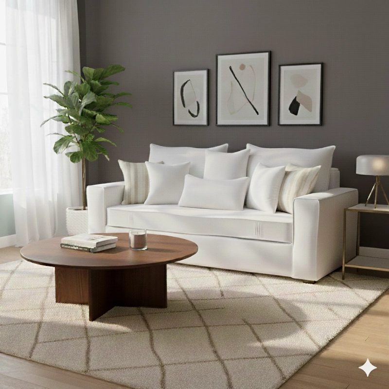 SOFA 3 CUERPOS CON RESORTES FULL COMFORT PLUS AGUSTINA BLANCO - 2