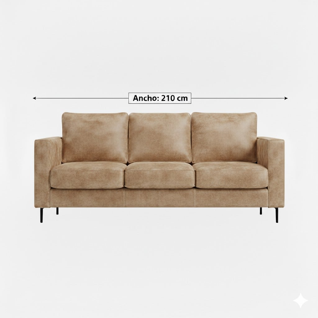 SOFA 3 CUERPOS TENNESSE CUERO SINTETICO ENVEJECIDO BEIGE , ASIENTOS DE RESORTES POCKET - 3
