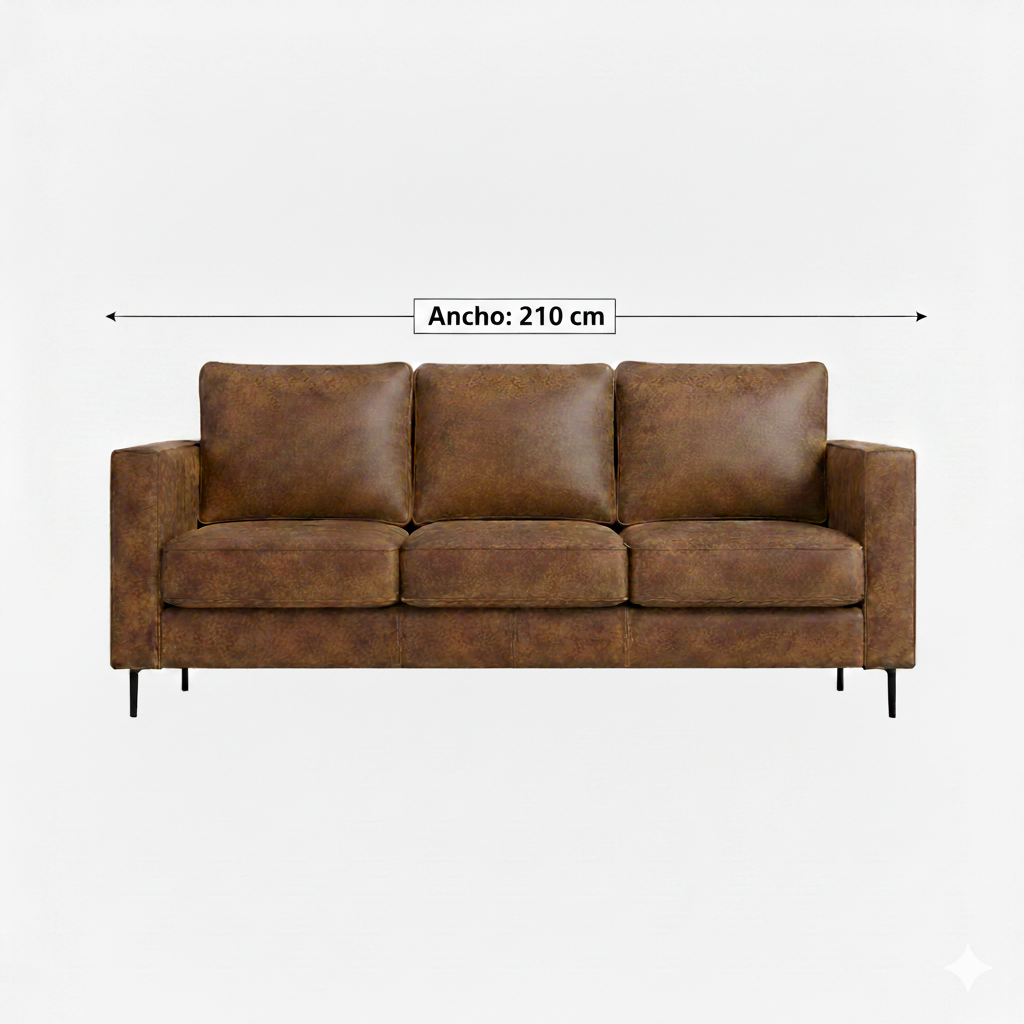 SOFA 3 CUERPOS TENNESSE CUERO SINTETICO ENVEJECIDO CAFE, ASIENTOS DE RESORTES POCKET - 3