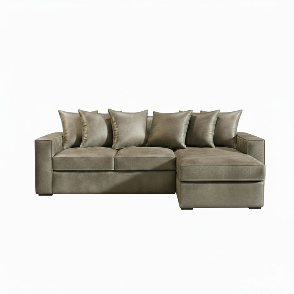 SECCIONAL TENNESSE INTERCAMBIABLE  GRIS CUERO SINTETICO ENVEJECIDO RESORTES  FULL COMFORT PLUS - 1