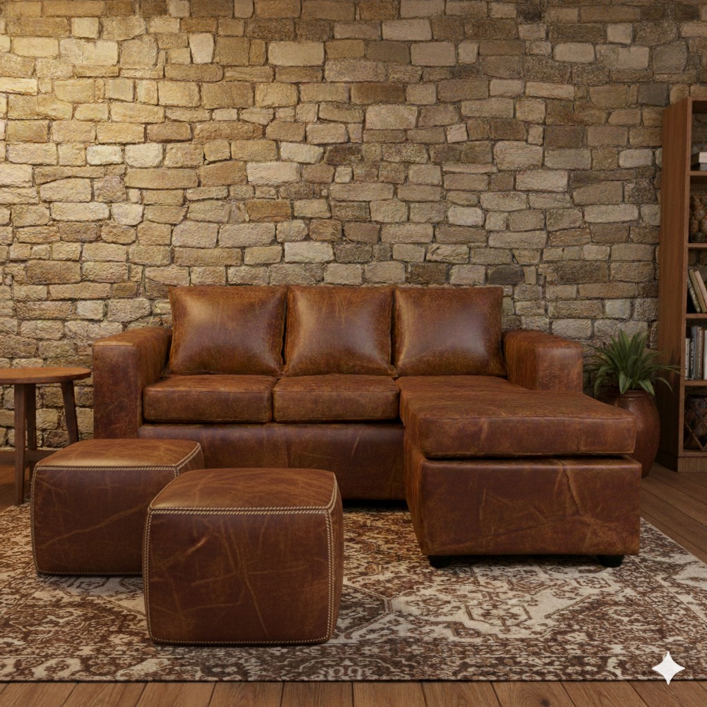 LIVING 311 OLD WEST CARAMELO SECCIONAL INTERCAMBIABLE + OTTOMAN - 1