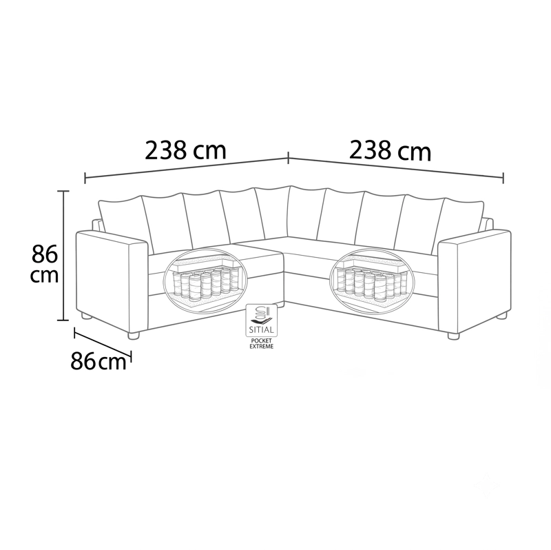 LIVING 311 BURTON  BEIGE EN CUERO SINTETICO ENVEJECIDO  ,SECCIONAL RESORTES F COMFORT + 2 SITIALES - 7